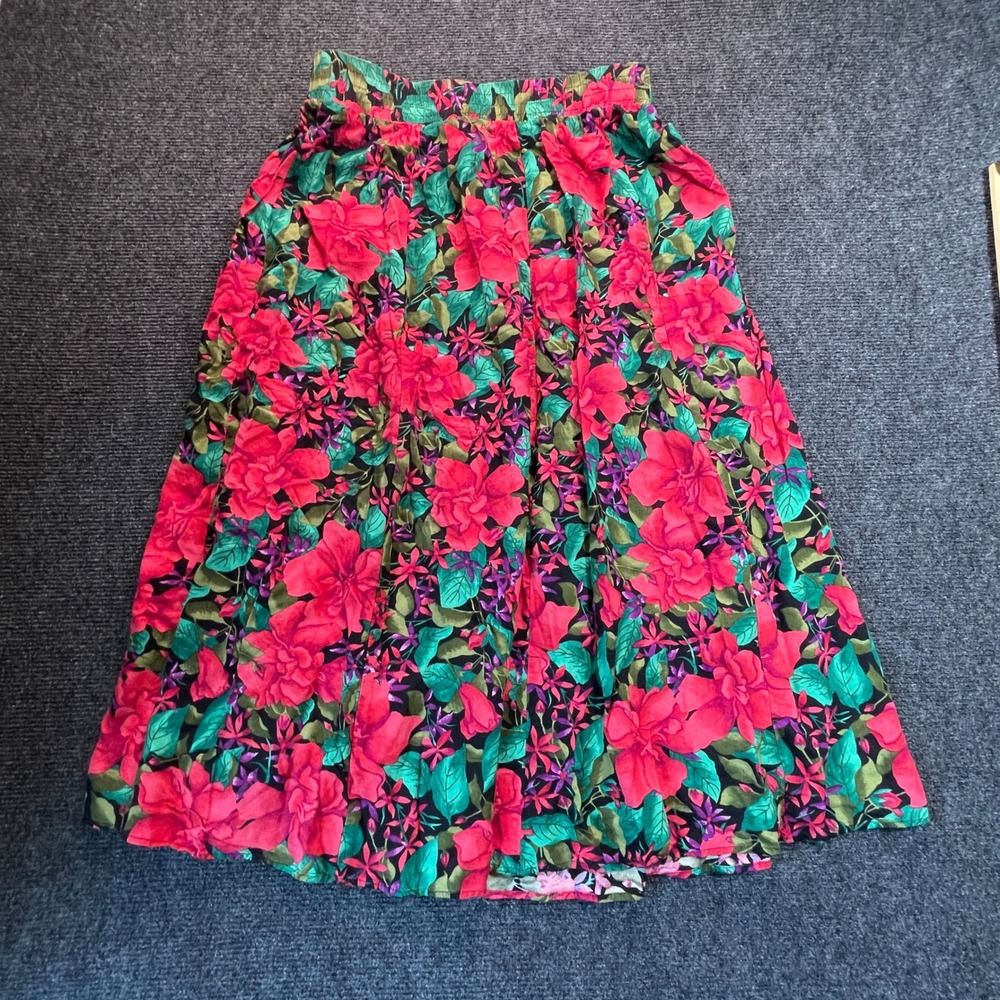 McNaughton Floral Midi Skirt Womens 10 M Modest Church Vintage 90s Cottagecore